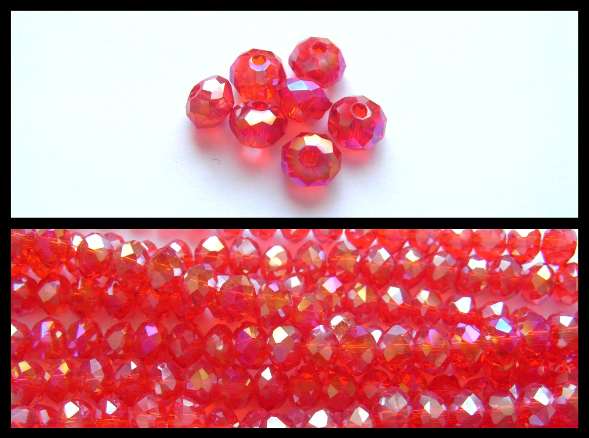 Хрустальные бусины, диаметр 0,6 см. - по 10 шт. в упаковке