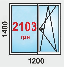 Вікно металопластикове WDS 3 камери 1400мм на 1200мм=2103грн!!!