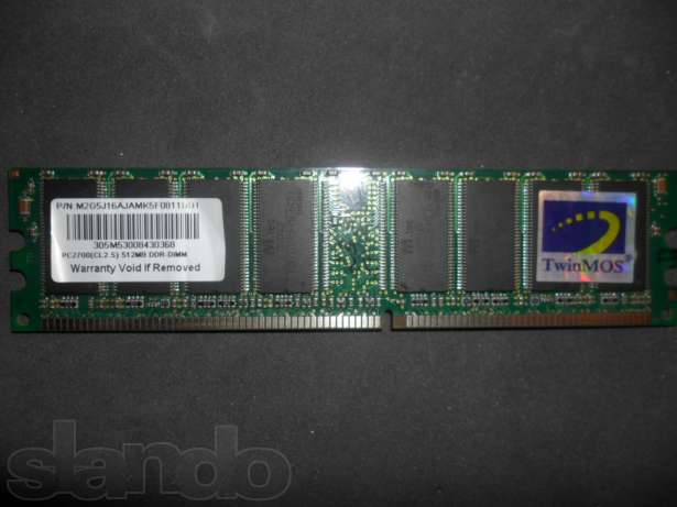 Продам линейку оперативной памяти : DDR , PC 2700 (CL 2,5) 400 MHZ , объём: 512 мб (б/у).